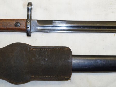 Austrian M1895 Steyr bayonet with scabbard and frog.
