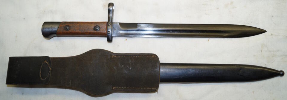 Austrian M1895 Steyr bayonet with scabbard and frog.