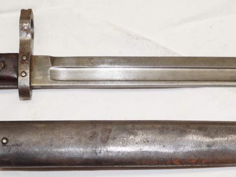 Bulgarian Made M1895 Steyr Carbine bayonet with scabbard.