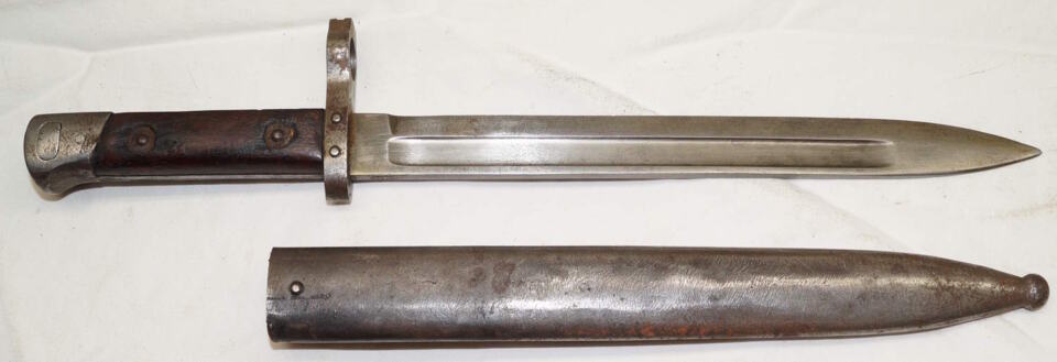 Bulgarian Made M1895 Steyr Carbine bayonet with scabbard.