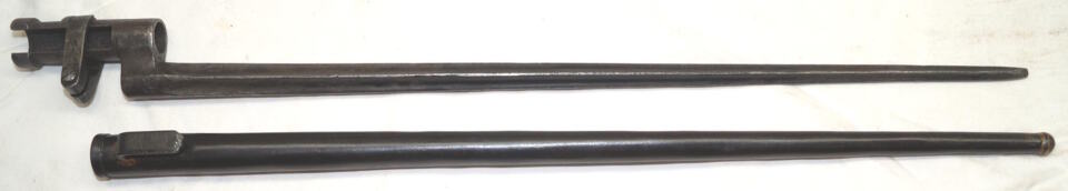 Austrian captured and re-issed Russian Ob.1891 Mosin-Nagant Cruciform socket bayonet with steel scabbard.
