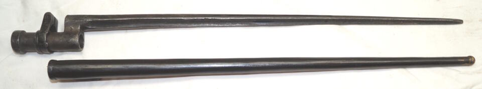 Austrian captured and re-issed Russian Ob.1891 Mosin-Nagant Cruciform socket bayonet with steel scabbard.
