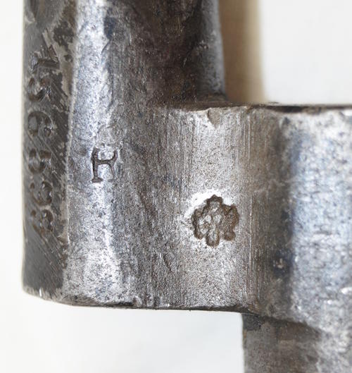 Austrian captured and re-issed Russian Ob.1891 Mosin-Nagant Cruciform socket bayonet with steel scabbard.