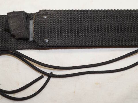 EK black nylon web Commando knife sheath with leg tie and internal stiffener.