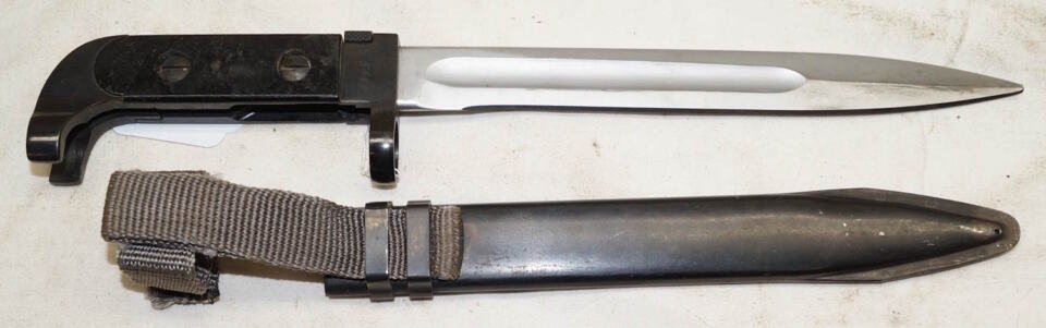 East German AK47 bayonet with scabbard.