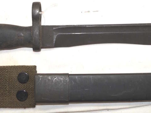 M1969 CETME bolo bayonet with scabbard.